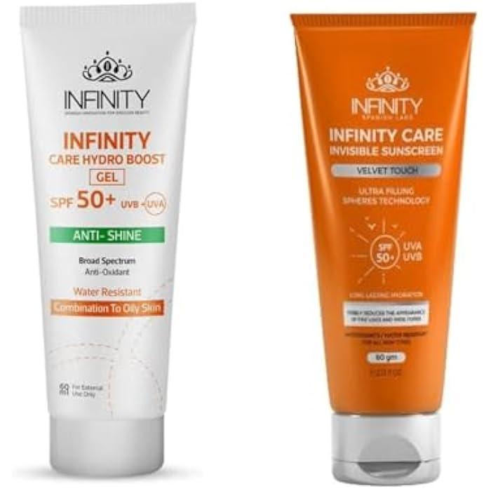 Infinity Care Sunscreen Velvet Touch & Anti-Shine Gel SPF50+ Offer 60+60